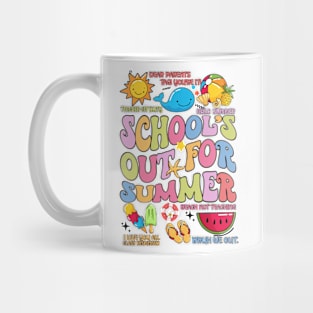 Last Day Of School Groovy School's Out For Summer Teacher Kid Mug